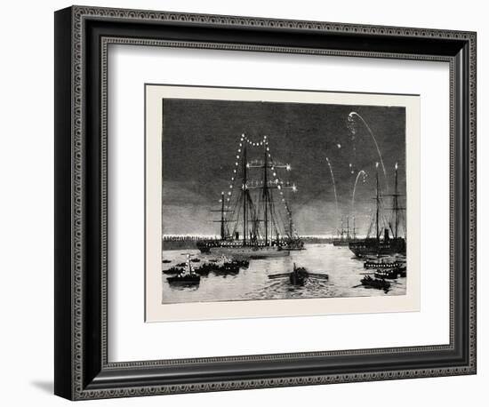 The Duke and Duchess of Connaught Leaving Colombo at Night, 1890-null-Framed Giclee Print