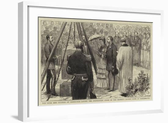 The Duke and Duchess of Edinburgh Laying the Foundation Stone of the Seaman's Orphan Home at Portsm-null-Framed Giclee Print