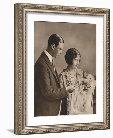 The Duke and Duchess of York at the Christening of Princess Elizabeth, 1926-null-Framed Photographic Print