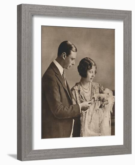 The Duke and Duchess of York at the Christening of Princess Elizabeth, 1926-null-Framed Photographic Print