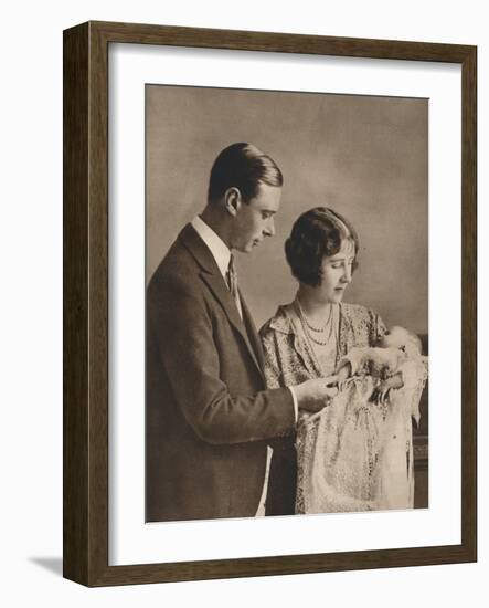 The Duke and Duchess of York at the Christening of Princess Elizabeth, 1926-null-Framed Photographic Print