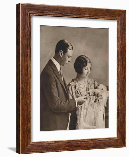 The Duke and Duchess of York at the Christening of Princess Elizabeth, 1926-null-Framed Photographic Print