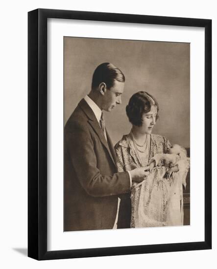 The Duke and Duchess of York at the Christening of Princess Elizabeth, 1926-null-Framed Photographic Print