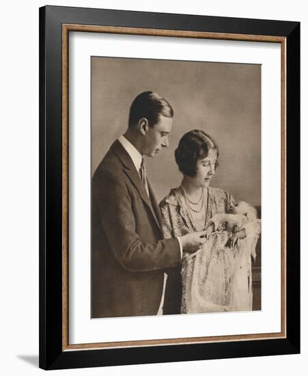 The Duke and Duchess of York at the Christening of Princess Elizabeth, 1926-null-Framed Photographic Print