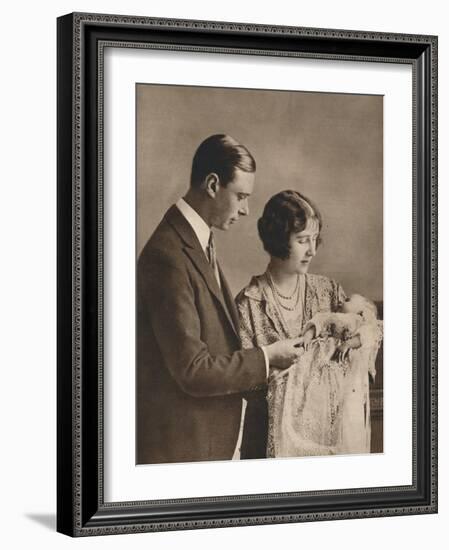 The Duke and Duchess of York at the Christening of Princess Elizabeth, 1926-null-Framed Photographic Print