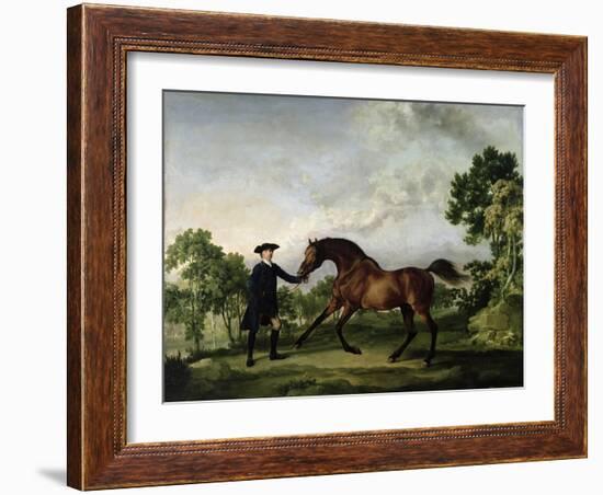 The Duke of Ancaster's Bay Stallion "Blank," Held by a Groom, circa 1762-5-George Stubbs-Framed Giclee Print