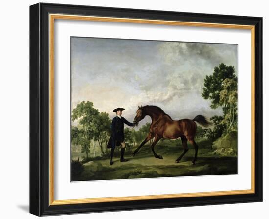 The Duke of Ancaster's Bay Stallion "Blank," Held by a Groom, circa 1762-5-George Stubbs-Framed Giclee Print