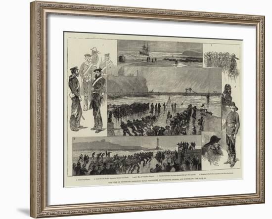 The Duke of Edinburgh Inspecting Naval Volunteers at Tynemouth, Shields, and Sunderland-Charles Auguste Loye-Framed Giclee Print