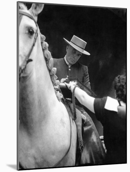 The Duke of Pinohermoso,  signs the fan of an admirer after a bullfight.-Erich Lessing-Mounted Photographic Print