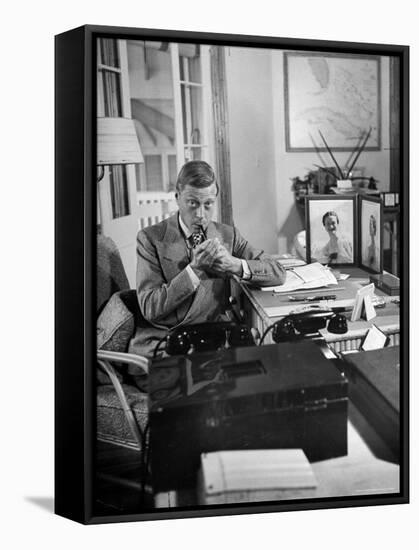 The Duke of Windsor Lighting His Pipe in the Living Room-David Scherman-Framed Premier Image Canvas