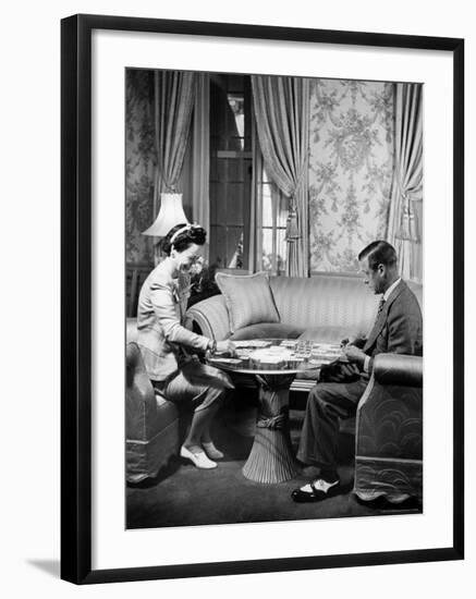 The Duke Windsor and His Wife, Playing a Card Game in Their Home-David Scherman-Framed Premium Photographic Print
