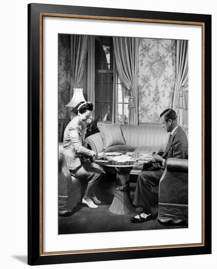 The Duke Windsor and His Wife, Playing a Card Game in Their Home-David Scherman-Framed Premium Photographic Print