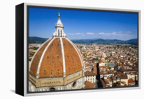 The Duomo dome and rooftops from Giotto's Bell Tower, Florence, Tuscany, Italy-Russ Bishop-Framed Premier Image Canvas