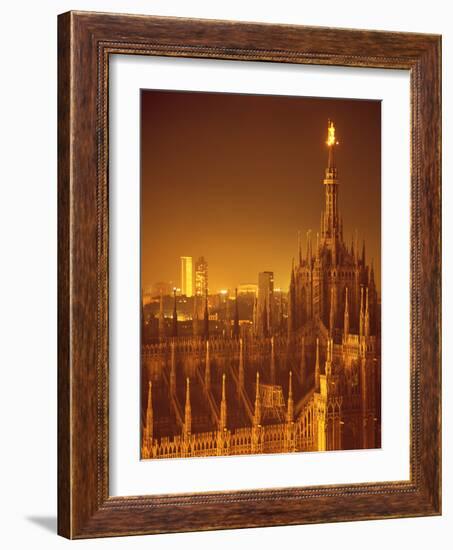 The Duomo Topped by an Illuminated Statue of the "Madonnina", Milan, Italy-Ralph Crane-Framed Photographic Print