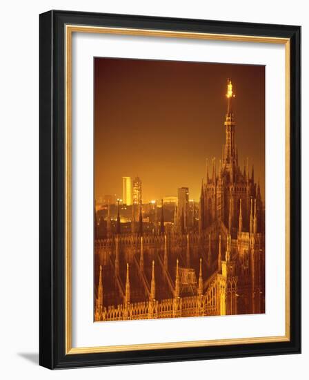 The Duomo Topped by an Illuminated Statue of the "Madonnina", Milan, Italy-Ralph Crane-Framed Photographic Print