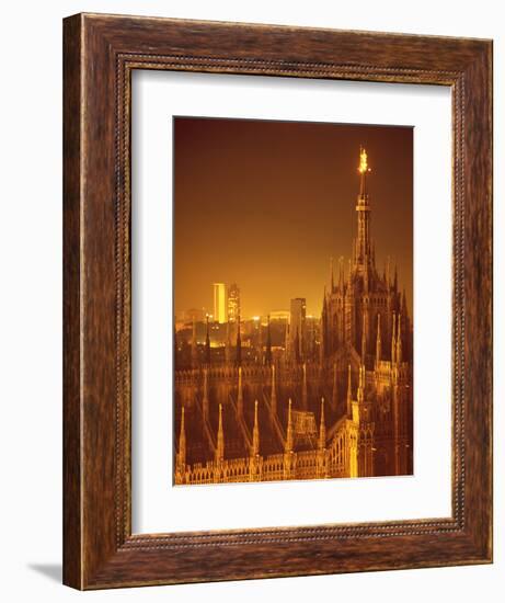 The Duomo Topped by an Illuminated Statue of the "Madonnina", Milan, Italy-Ralph Crane-Framed Photographic Print