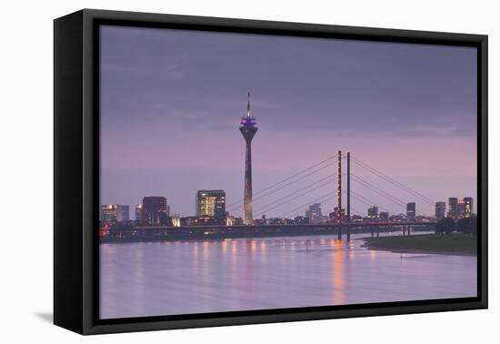 The Dusseldorf Skyline at Dusk, Dusseldorf, North Rhine-Westphalia, Germany, Europe-Julian Elliott-Framed Premier Image Canvas