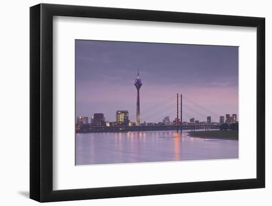 The Dusseldorf Skyline at Dusk, Dusseldorf, North Rhine-Westphalia, Germany, Europe-Julian Elliott-Framed Premium Photographic Print