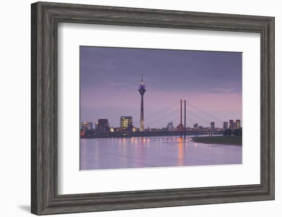 The Dusseldorf Skyline at Dusk, Dusseldorf, North Rhine-Westphalia, Germany, Europe-Julian Elliott-Framed Photographic Print