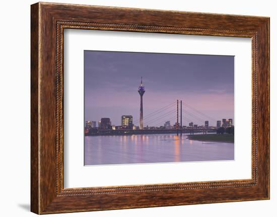 The Dusseldorf Skyline at Dusk, Dusseldorf, North Rhine-Westphalia, Germany, Europe-Julian Elliott-Framed Photographic Print