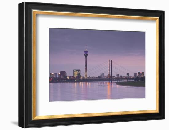 The Dusseldorf Skyline at Dusk, Dusseldorf, North Rhine-Westphalia, Germany, Europe-Julian Elliott-Framed Photographic Print