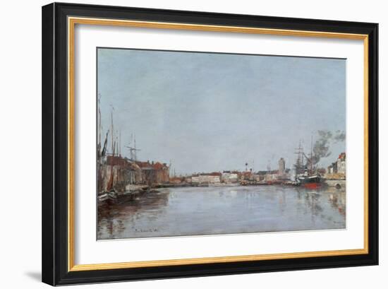The Dutch Dock, Dunkirk, 1889 (Oil on Canvas)-Eugene Louis Boudin-Framed Giclee Print
