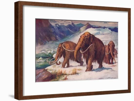 The early Ice Age, when mammoths roamed the Earth and Man was arising, 1907-Unknown-Framed Giclee Print