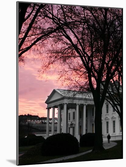 The Early Morning Sunrise Warms the Sky Over the White House-Ron Edmonds-Mounted Photographic Print