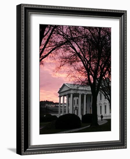 The Early Morning Sunrise Warms the Sky Over the White House-Ron Edmonds-Framed Photographic Print