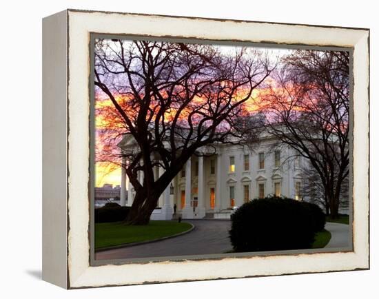 The Early Morning Sunrise Warms up the Winter Sky Behind the White House January 10, 2002-Ron Edmonds-Framed Premier Image Canvas