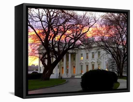 The Early Morning Sunrise Warms up the Winter Sky Behind the White House January 10, 2002-Ron Edmonds-Framed Premier Image Canvas