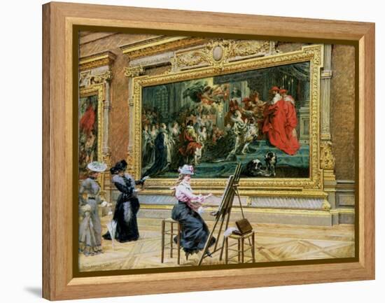 The Earnest Pupil in the Rubens' Room, 1902 (Oil on Canvas)-Louis Beroud-Framed Premier Image Canvas