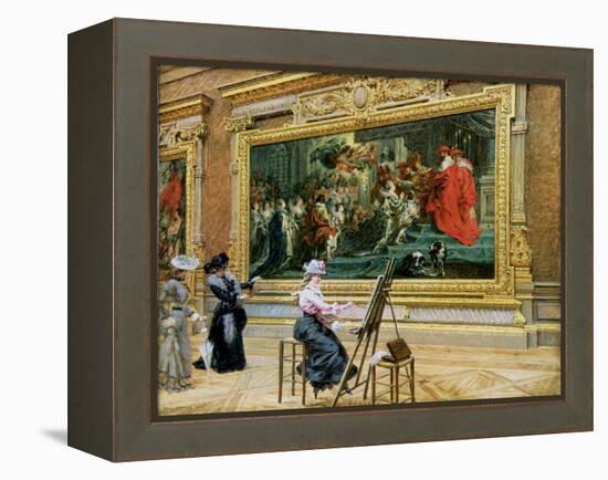 The Earnest Pupil in the Rubens' Room, 1902 (Oil on Canvas)-Louis Beroud-Framed Premier Image Canvas