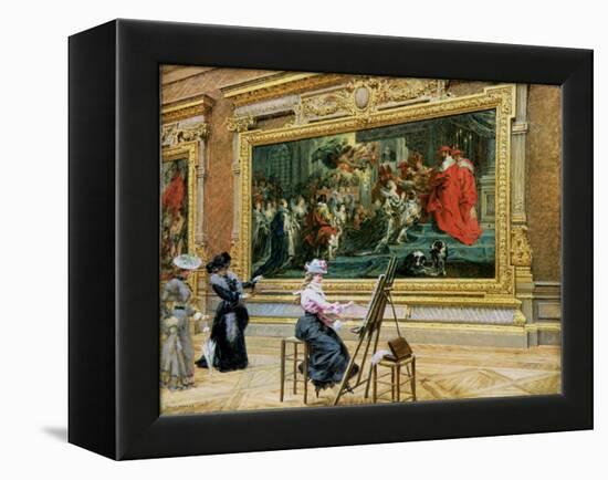 The Earnest Pupil in the Rubens' Room, 1902 (Oil on Canvas)-Louis Beroud-Framed Premier Image Canvas