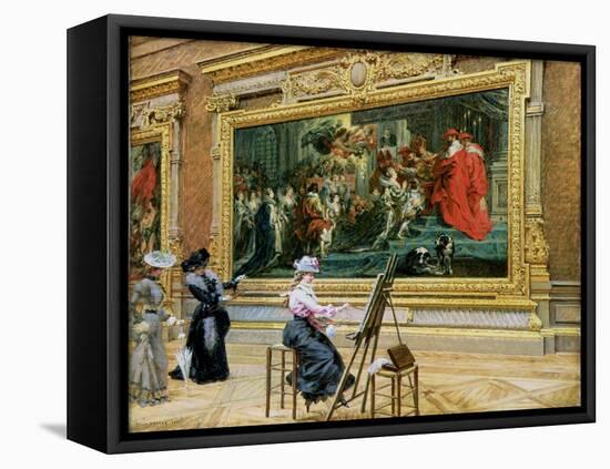 The Earnest Pupil in the Rubens' Room, 1902 (Oil on Canvas)-Louis Beroud-Framed Premier Image Canvas