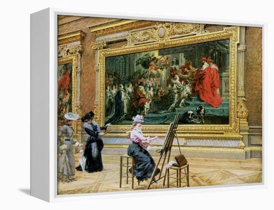 The Earnest Pupil in the Rubens' Room, 1902 (Oil on Canvas)-Louis Beroud-Framed Premier Image Canvas