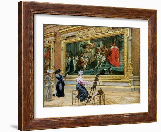 The Earnest Pupil in the Rubens' Room, 1902 (Oil on Canvas)-Louis Beroud-Framed Giclee Print