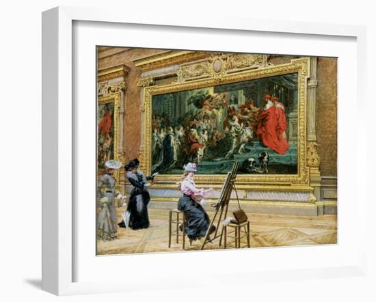 The Earnest Pupil in the Rubens' Room, 1902 (Oil on Canvas)-Louis Beroud-Framed Giclee Print