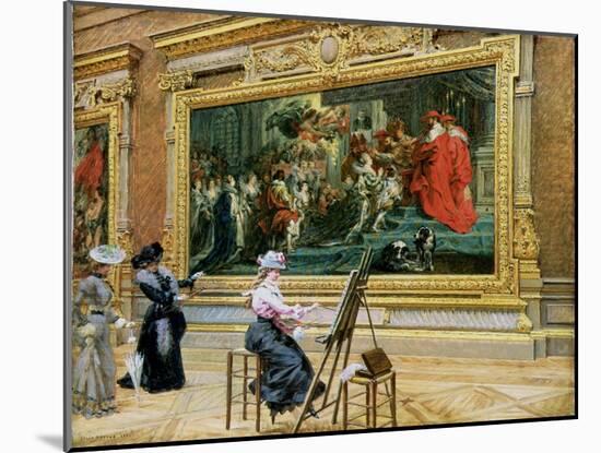 The Earnest Pupil in the Rubens' Room, 1902 (Oil on Canvas)-Louis Beroud-Mounted Giclee Print