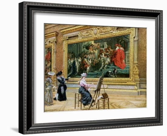 The Earnest Pupil in the Rubens' Room, 1902 (Oil on Canvas)-Louis Beroud-Framed Giclee Print