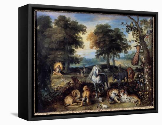 The Earth Paradise, 17Th Century (Oil on Canvas)-Jan the Elder Brueghel-Framed Premier Image Canvas