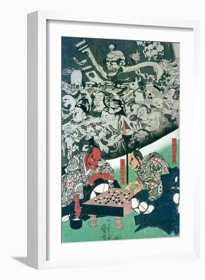 The Earth Spider Making Magic in the Palace of Raiko-Kuniyoshi Utagawa-Framed Giclee Print