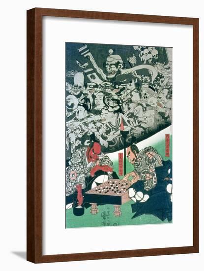 The Earth Spider Making Magic in the Palace of Raiko-Kuniyoshi Utagawa-Framed Giclee Print