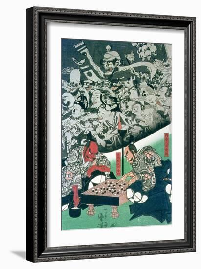 The Earth Spider Making Magic in the Palace of Raiko-Kuniyoshi Utagawa-Framed Giclee Print