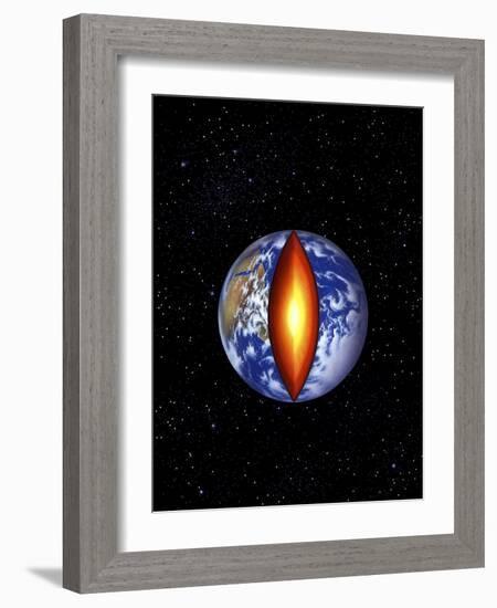 The Earth with the Center Cutaway to Reveal it's Core-null-Framed Art Print