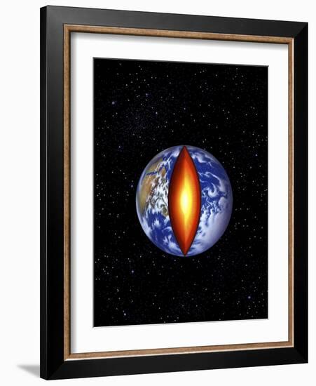 The Earth with the Center Cutaway to Reveal it's Core-null-Framed Art Print