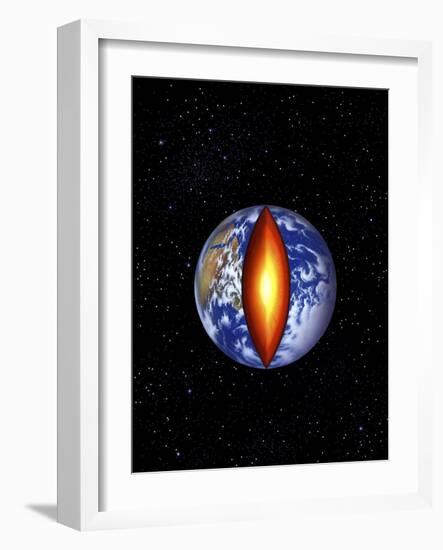 The Earth with the Center Cutaway to Reveal it's Core-null-Framed Art Print