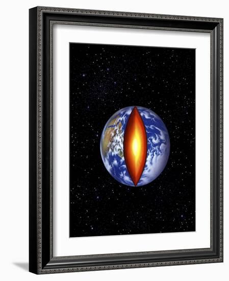 The Earth with the Center Cutaway to Reveal it's Core-null-Framed Art Print