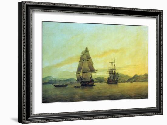 The East India Company Trading Ship 'Hindustan' and Other Boats, including Junks, Anchored off the-Thomas Luny-Framed Giclee Print