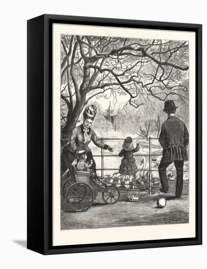 The Easter Holidays: Feeding the Water-Fowl in Victoria Park, London, 1876, Uk-null-Framed Premier Image Canvas